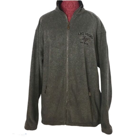 GOGO Sports Men’s Size L Streetwear Piled Fleece Las Vegas Gray Sweater Jacket - Picture 1 of 5